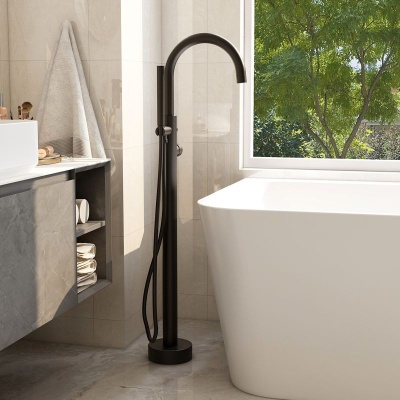 Ravine Floor Standing Bath Shower Mixer - Matte Black